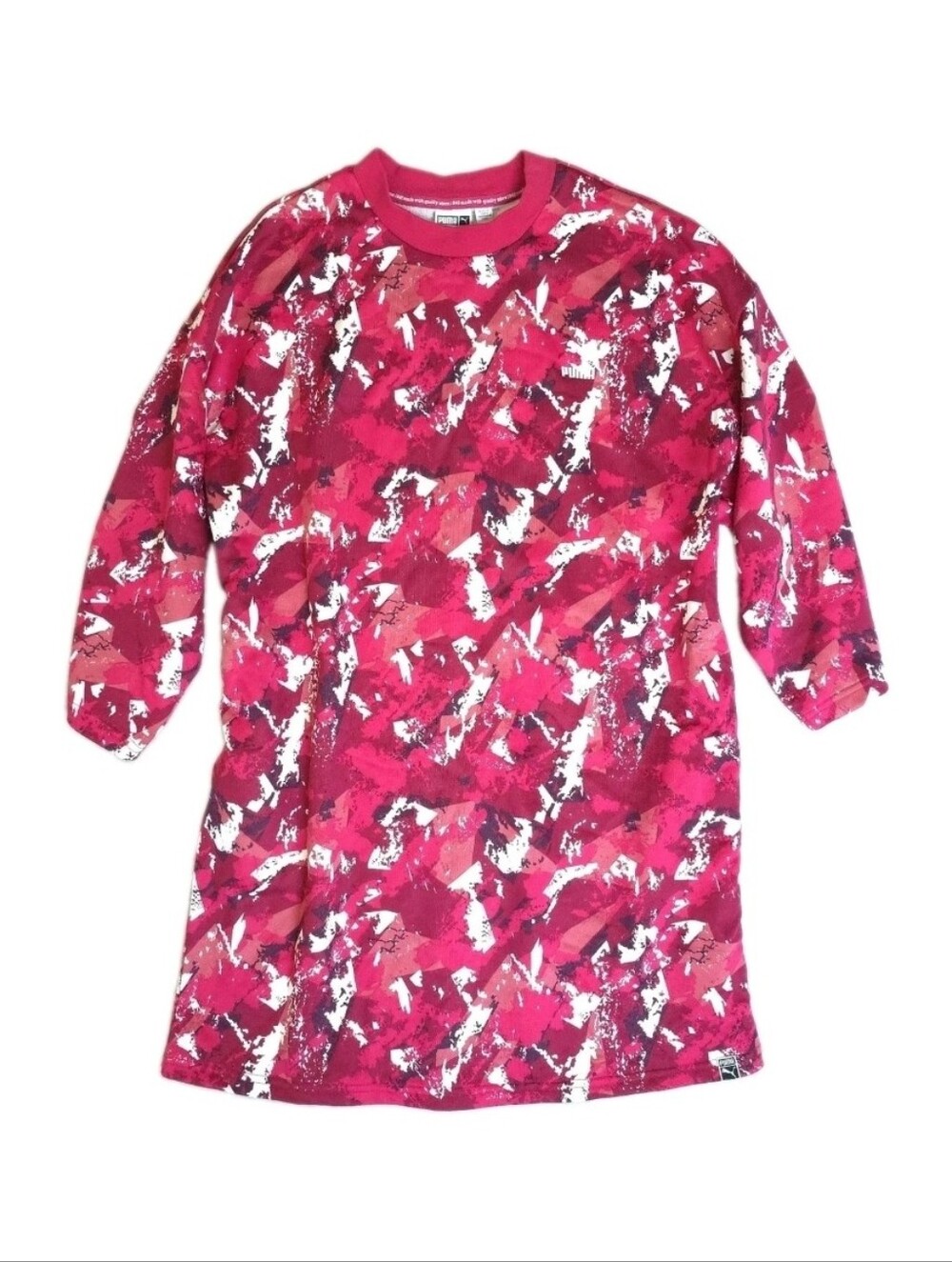 Puma Dress Womens Large Sweater Knit Short Mini Pullover 3/4 Sleeve Oversized